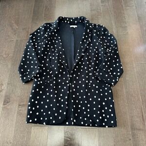Maurices Polka Dot Open Blazer‎ 3/4 Sleeve Coquette 90s Girly Black White M